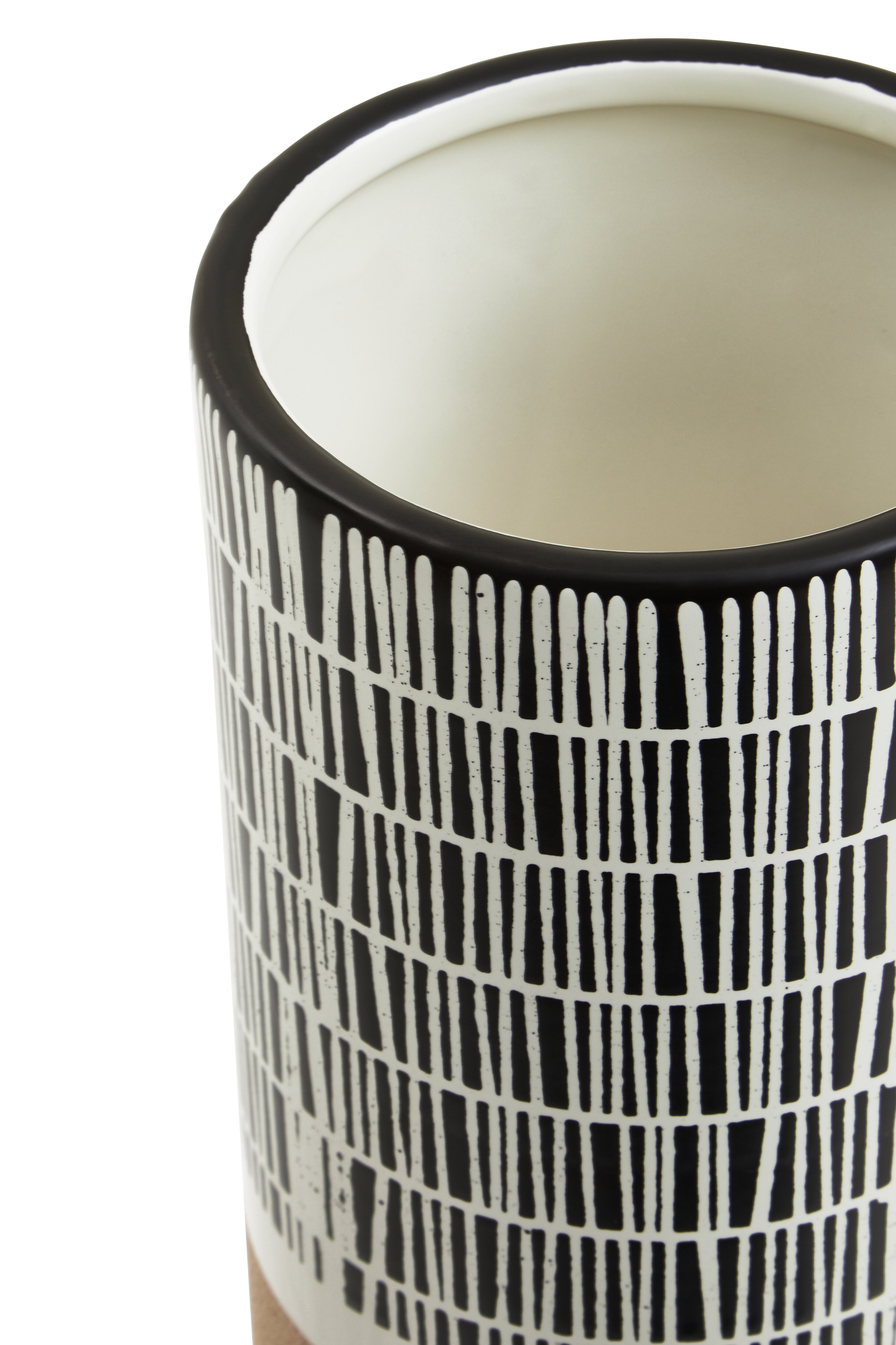 Carlo Natural Black & White Striped Vase | Small